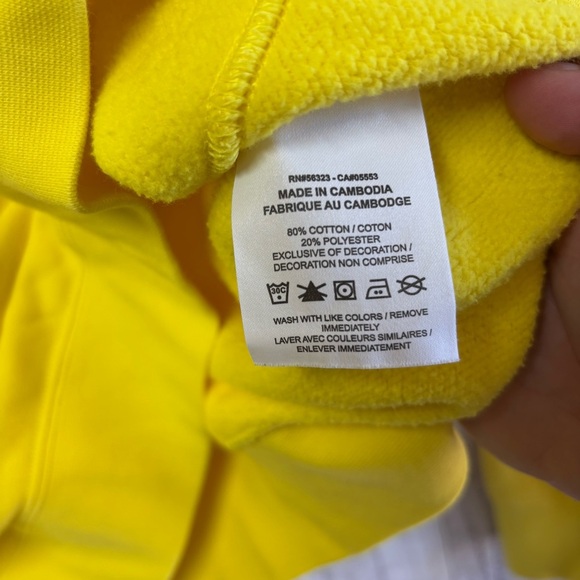 Nike Men's Bright Yellow Fleece Pullover Crewneck Long Sleeve Sweater Medium - Picture 6 of 8